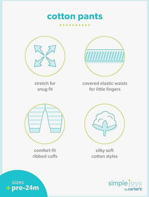 Simple Joys by Carter's Unisex Babies' Cotton Pants, Pack of 4