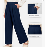 بنطلون بناتي عالي الخصر من هالومونينج، بنطلون واسع الساقين للأطفال، بنطلون كاجوال مع جيوب، مقاسات من 5 إلى 14 سنة