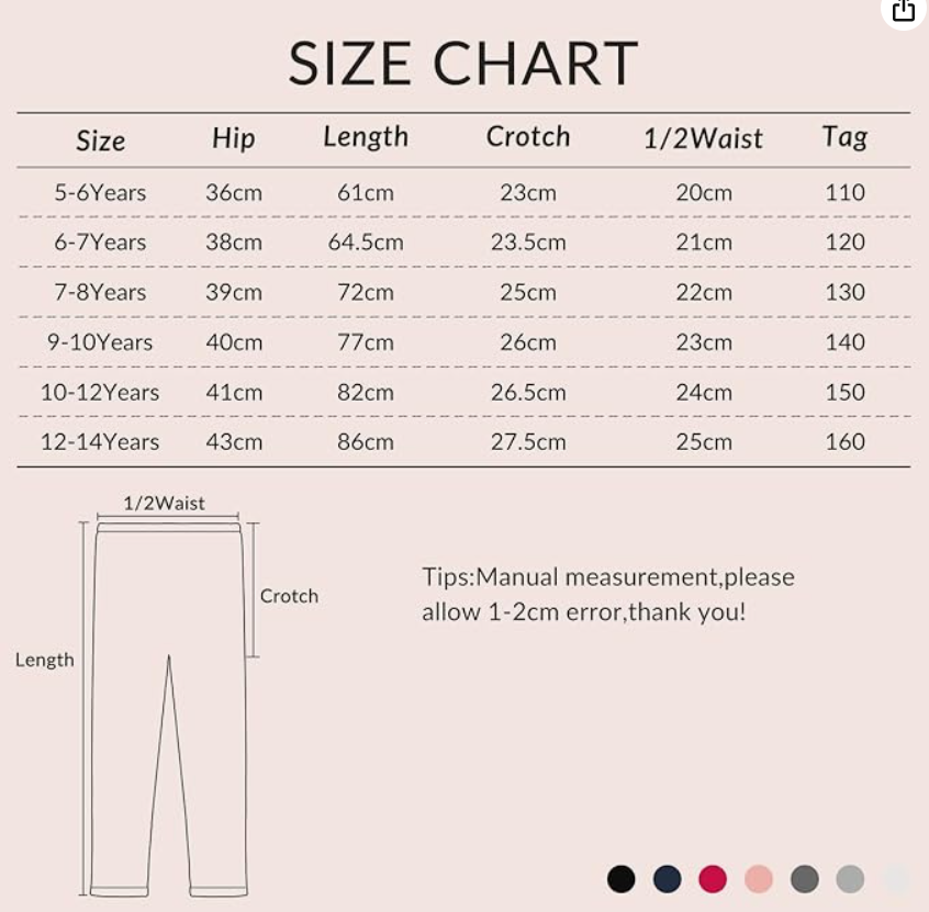 Witwot 3 Pack Girls Leggings Full Length Kids School Cotton Pant Trouser 5-14 Years