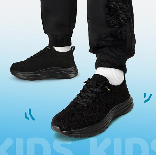 बच्चों और किशोरों के लिए हवादार बुनाई वाले स्नीकर्स – कुशन वाले सोल के साथ हल्के स्लिप-ऑन रनिंग शूज़, साइज़ 28-43