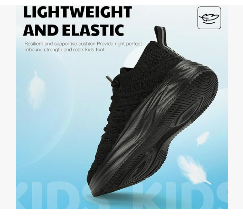 Breathable Knit Sneakers for Kids & Teens – Lightweight Slip-On Running Shoes with Cushioned Sole, Sizes 28-43