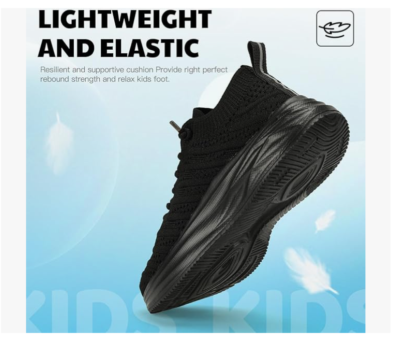 बच्चों और किशोरों के लिए हवादार बुनाई वाले स्नीकर्स – कुशन वाले सोल के साथ हल्के स्लिप-ऑन रनिंग शूज़, साइज़ 28-43