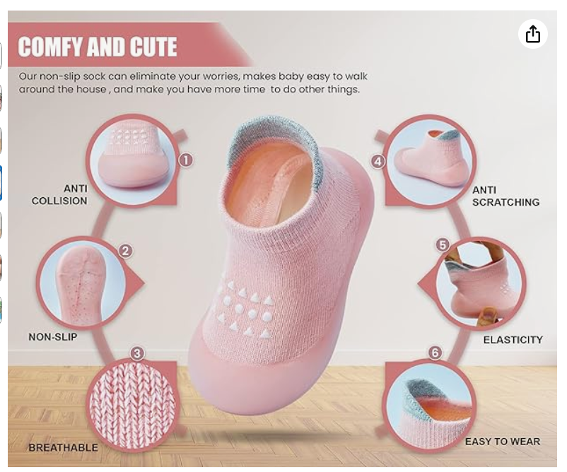बेबी सॉक शूज़, लड़कों और लड़कियों के लिए पहले चलने वाले जूते, नॉन-स्लिप स्लिपर, सॉफ्ट सोल स्नीकर्स, टॉडलर, शिशु और बच्ची के लिए।