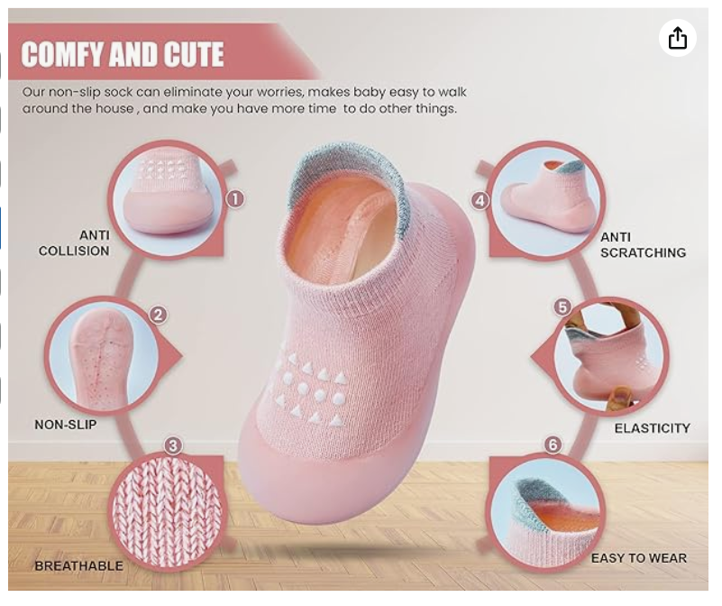 Baby Sock Shoes Boys Girls First Walking Shoes Non-Slip Slippers Soft Sole Sneakers Toddler Infant Babygirl