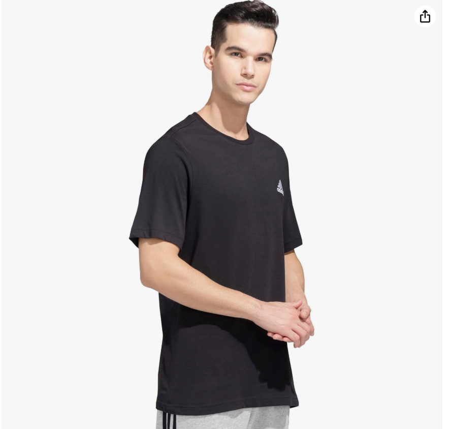 تيشيرت رجالي من أديداس إسينشالز بشعار صغير مطرز