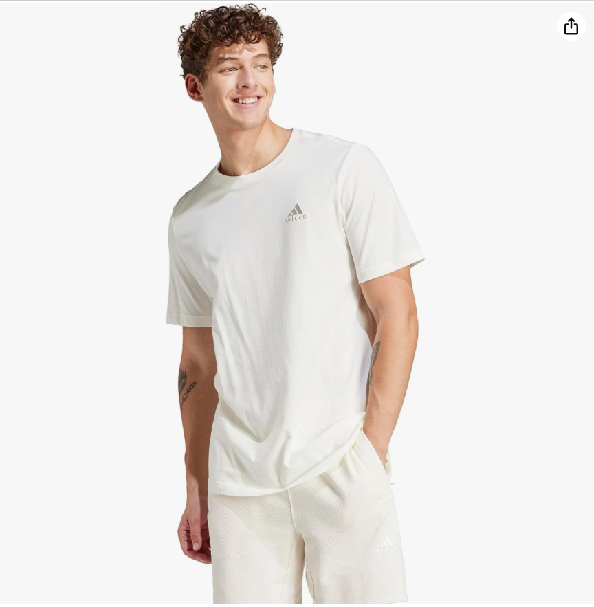 تيشيرت رجالي من أديداس إسينشالز بشعار صغير مطرز