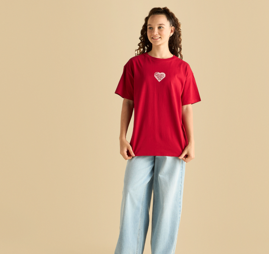 Slogan Print Oversized Cotton T-shirt (max)