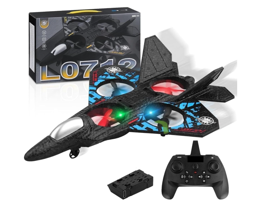 L0712 rc plane for Kids Remote Control Foam Jet Airplane Drone, Beginner Friendly RC Aircraft with Auto Hover, Durable EPP Foam Fighter Toy for Boys & Girls Ages 14+