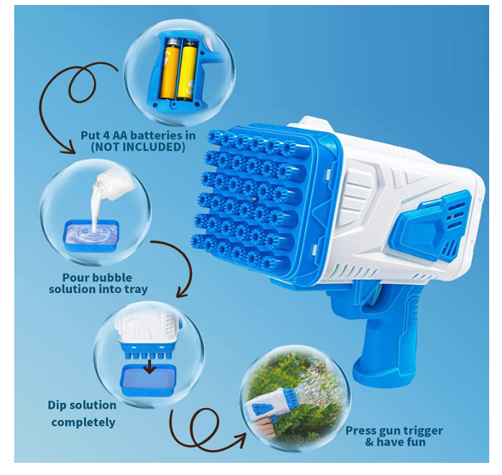 Bubble Machine Gun,Bazooka Bubble Gun for Kids Automatic Bubble Maker Bubble Guns for Toddlers 3,4,5,6,7,8 Years Old Kids,Bubble Bazooka Gun Blaster for Outdoor Party Wedding(Blue)