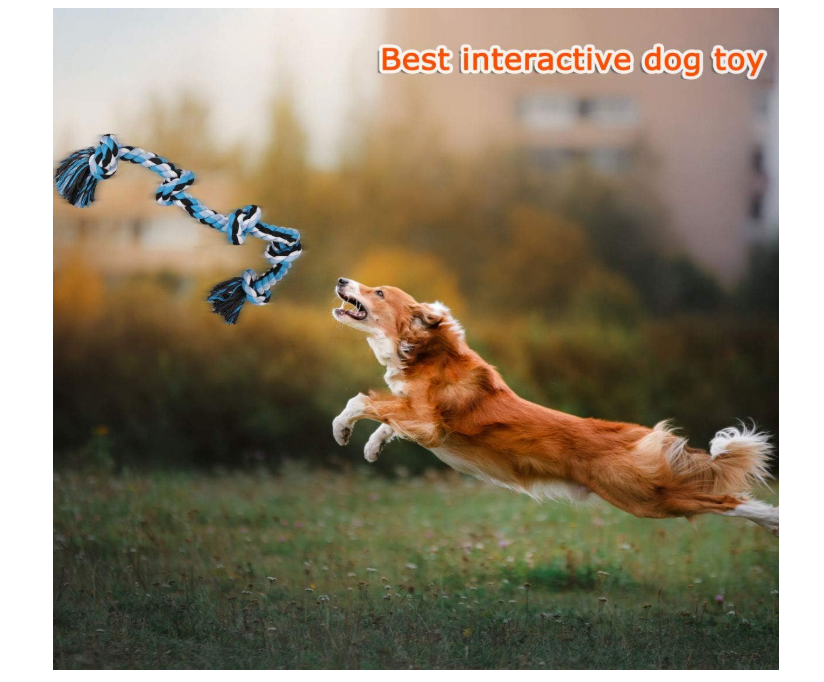 BMAG Dog Rope Toys for Aggressive Chewers, Interactive Heavy Duty Dog Toys for Medium Large Dogs, Tough Twisted Rope Toy with 5 Knots