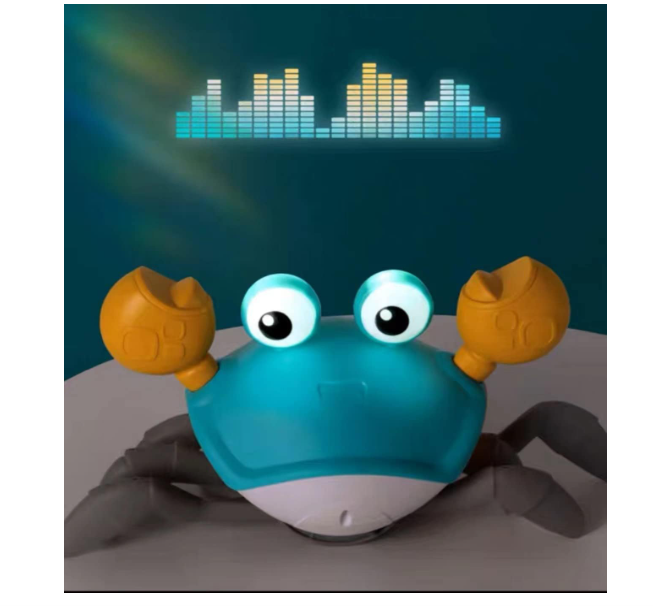 SKY-TOUCH Electric Runaway Crab Crawling Crab Baby Toy with Music and LED Light Up Toddler Interactive Learning Development Toy with Automatically Avoid Obstacles For Babies, Toddlers and Kids