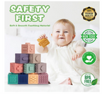 Moonmen 23 Pcs Montessori Toys for Babies 0-3-6-12 Months, 3 in 1 Soft Baby Teething Toys and Stacking Building Blocks for Sensory Developmental Education (23pcs)