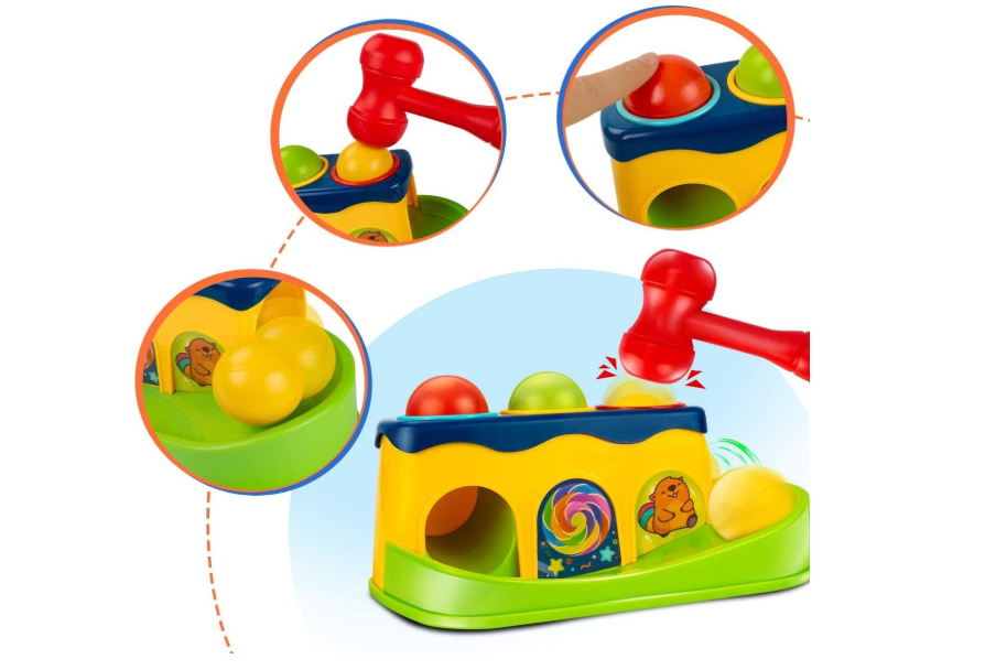 Baybee Hammering Pounding Bench Toys for Kids with Ball Roll Rover, Hammer Toy & 3 Balls | Pound a Ball Early Toy | Hammer Case Pounding Bench For Kids 1 2 3 Years Boys Girls (Hammer Toy)