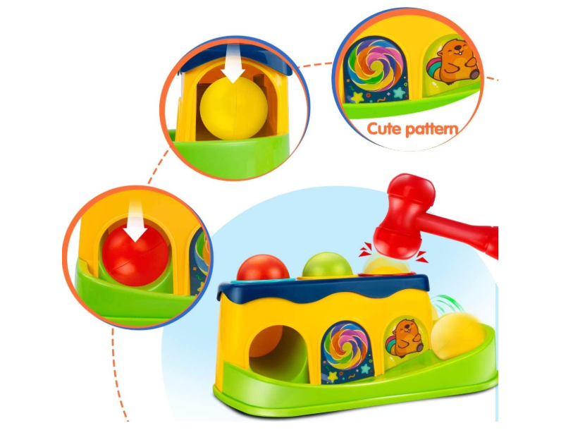 Baybee Hammering Pounding Bench Toys for Kids with Ball Roll Rover, Hammer Toy & 3 Balls | Pound a Ball Early Toy | Hammer Case Pounding Bench For Kids 1 2 3 Years Boys Girls (Hammer Toy)