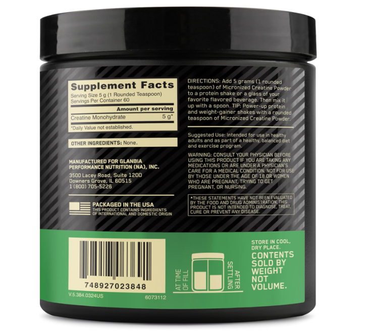 Optimum Nutrition (ON) Micronized Creatine Monohydrate Powder for Muscle Building Support - Unflavored, 300 Grams, 60 Servings - Package May Vary