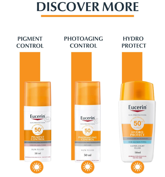 Eucerin Face Sunscreen Oil Control Gel-Cream Dry Touch, High UVA/UVB, SPF 50+, Light Texture Sun Protection, Suitable Under Make-Up, For Blemish-Prone Skin, 50ml