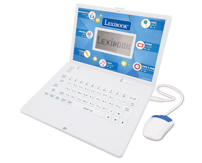 Lexibook Educational and Bilingual Laptop Arabic/English - Toy for Child Kid 124 Activities, Learn Play Games and Music with Frozen - Purple/Blue JC598FZi13