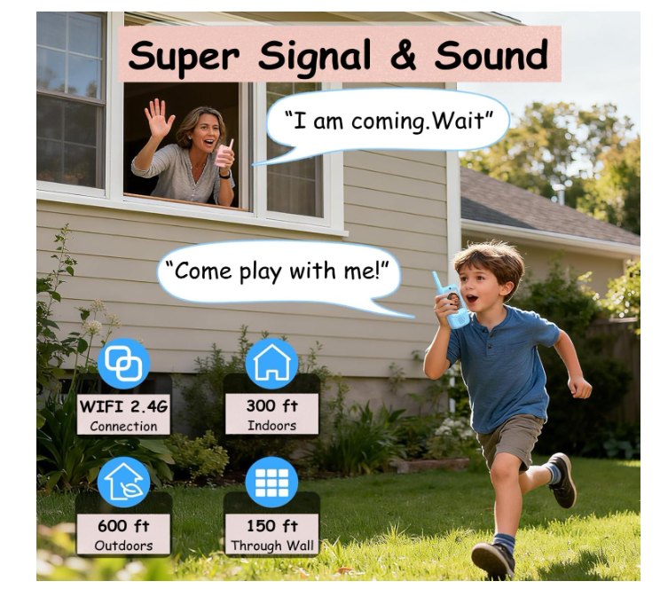 ESSEN Video Walkie Talkies Toys for Kids 2 Pack Rechargeable w/Screen Display,Voice Changer,Video Chat,Fun Toys for Indoor Outdoor Camping,Travel Birthday Gift Toy for Boys Girls Age 3-12 (Blue/Pink)