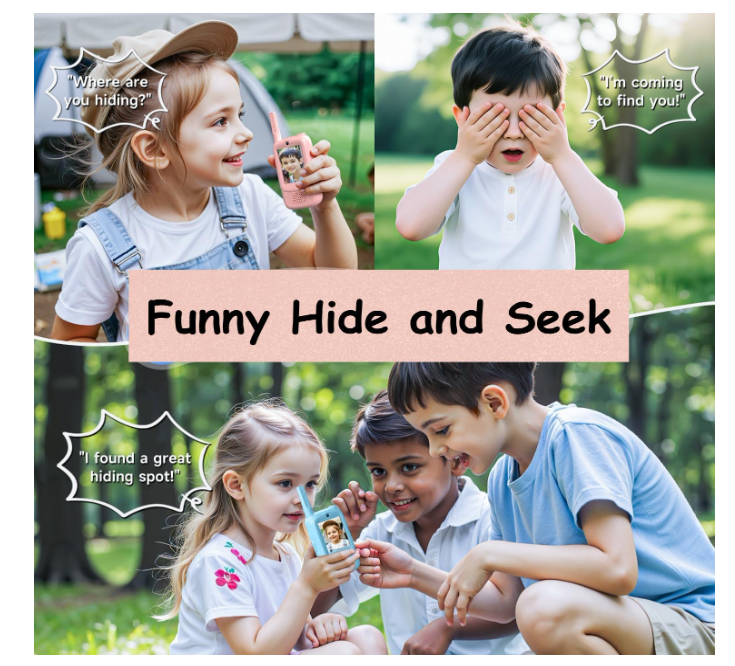 ESSEN Video Walkie Talkies Toys for Kids 2 Pack Rechargeable w/Screen Display,Voice Changer,Video Chat,Fun Toys for Indoor Outdoor Camping,Travel Birthday Gift Toy for Boys Girls Age 3-12 (Blue/Pink)