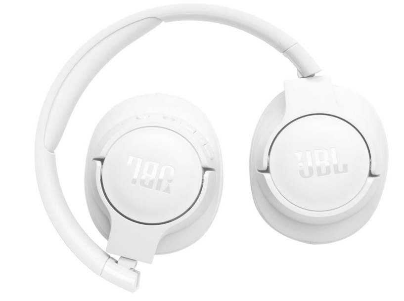 JBL Tune 720BT Wireless Over-Ear Headphones, Pure Bass Sound, Bluetooth 5.3, 76H Battery, Hands-Free Call, Multi-Point Connection, Foldable, Detachable Audio Cable - White, JBLT720BTWHT